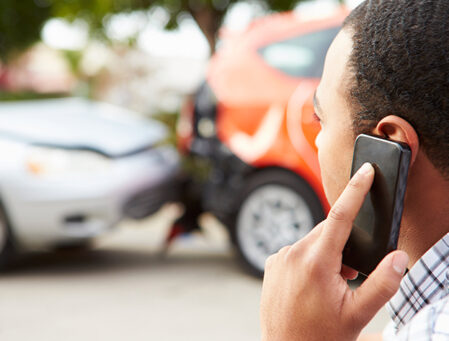 Person on Phone After Truck Accident